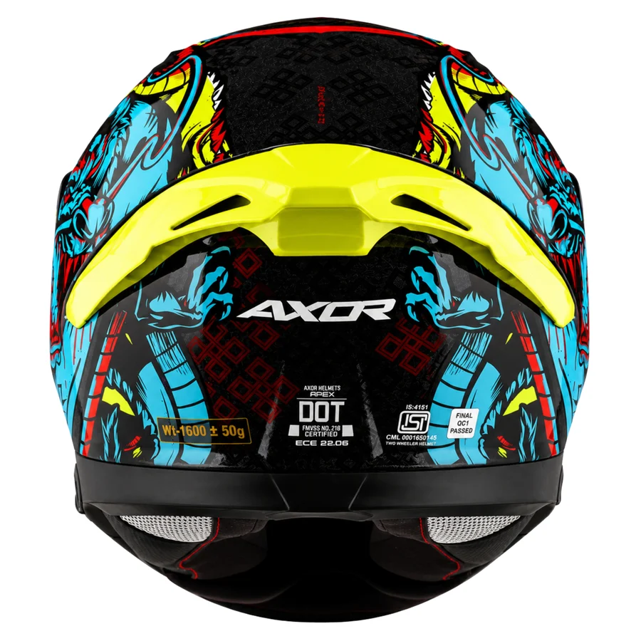 Apex Scratch Black Neon Blue Helmet With Spoiler - Image 7