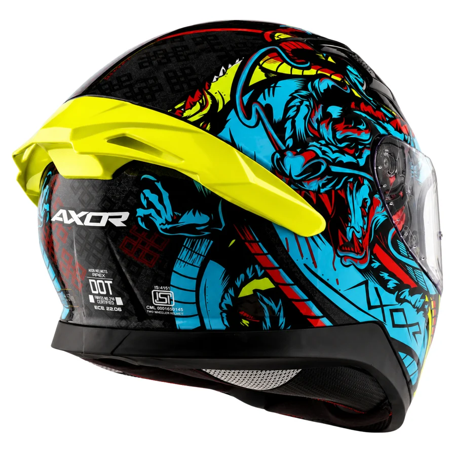 Apex Scratch Black Neon Blue Helmet With Spoiler - Image 6