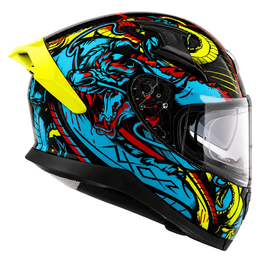 Apex Scratch Black Neon Blue Helmet With Spoiler - Image 5