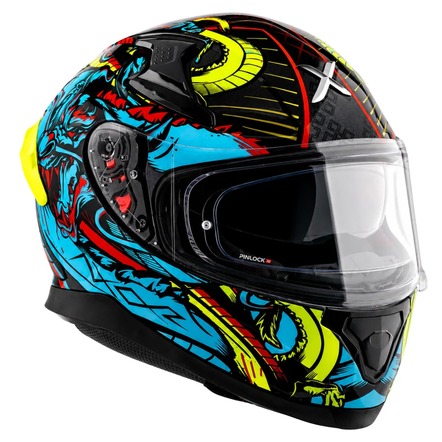 Apex Scratch Black Neon Blue Helmet With Spoiler - Image 4