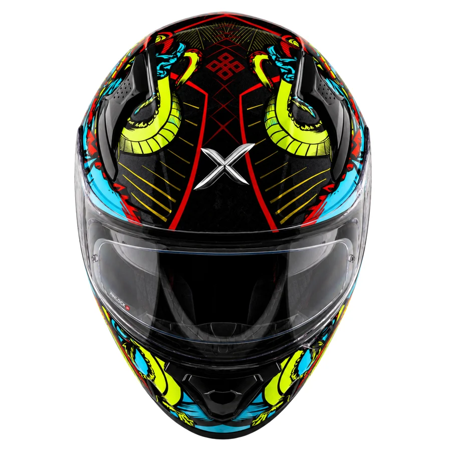 Apex Scratch Black Neon Blue Helmet With Spoiler - Image 9