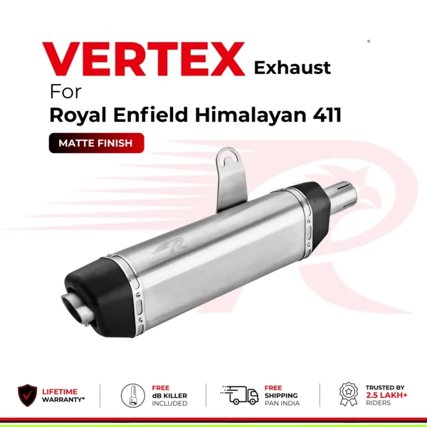 RRP Vertex Exhaust for Royal Enfield Himalayan / Scram 411 - Matte Finish