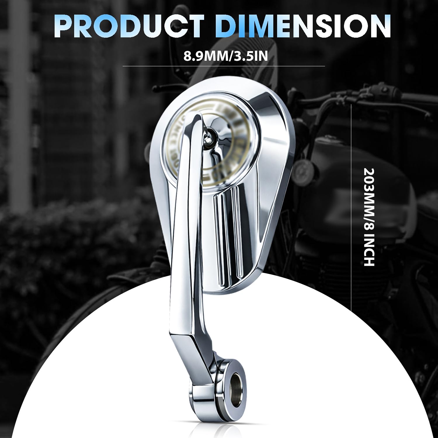 Handle Bar End Side Mirror For Royal Enfiled Oval Type - Image 3