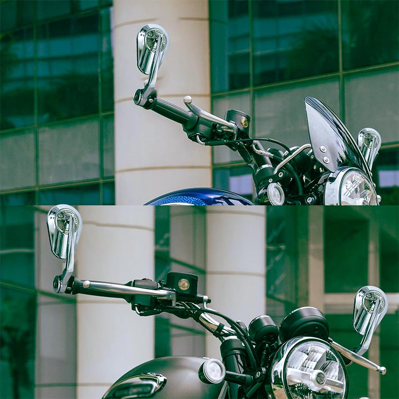 Handle Bar End Side Mirror For Royal Enfiled Oval Type - Image 2
